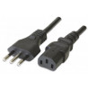 Power Cable IEC C13 F to Italian plug 10A 3 poles 1.8m Black