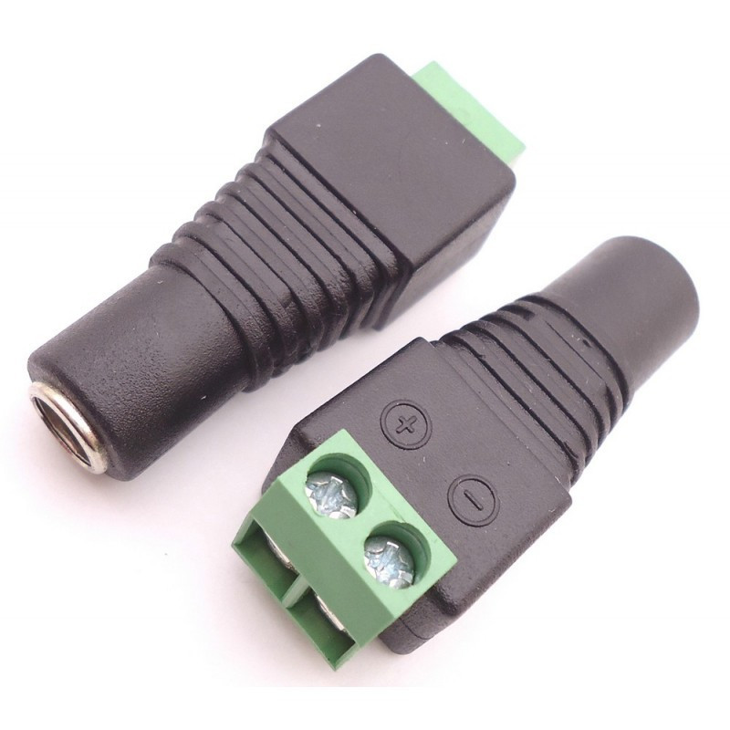 Standard female DC plug adapter with 2 screw terminals