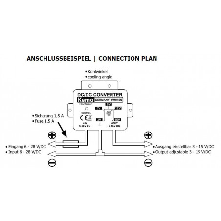 Einstellbarer stabilisierter DC-DC-Abwärtswandler von 3 V auf 15 V DC 1,5 A.