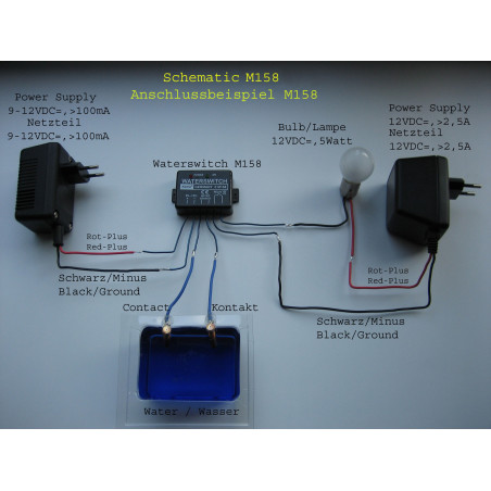 Interruptor de presencia de agua o líquido conductor de 12 V CC con contacto de relé en la salida