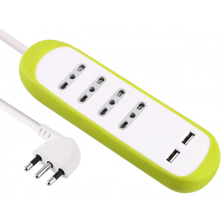 Steckdosenleiste 4 Plätze 10 / 16A 2 USB 2.1A Schutzhülle Anti-Rutsch-Silikongrau