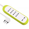 Power Strip 4 Places 10 / 16A 2 USB 2.1A Protective Cover Non-slip Silicone Gray