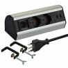 Schreibtisch PDU 2 Schuko + 10 / 16A, 2 USB 2.4A, Befestigungsstützen