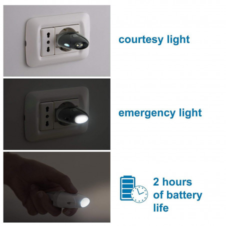 Lampe de poche d'urgence anti-black-out automatique avec fonction d'éclairage de courtoisie à LED