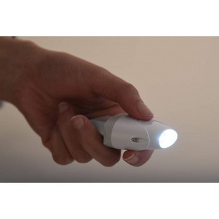Automatic anti blackout emergency flashlight with LED courtesy light function