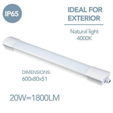 Barre lumineuse LED extérieure de 60cm, plafonnier de jardin, blanc IP65 20W 230V 4000K