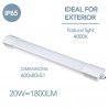 60cm Outdoor LED Light Bar, Garden Ceiling Light, White IP65 20W 230V 4000K