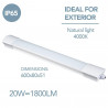 Barra 60cm Luminosa LED Esterno, Plafoniera Giardino, Bianco IP65 20W 230V 4000K