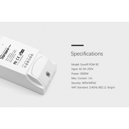 Sonoff Pow R2 15A Wifi avec moniteur de consommation d'énergie à la maison intelligente