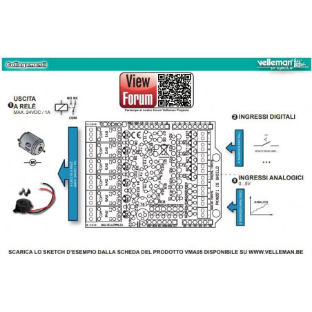 BOUCLIER MONTÉ 6 IN numérique, 6 IN analogique, 6 OUT relais POUR ARDUINO