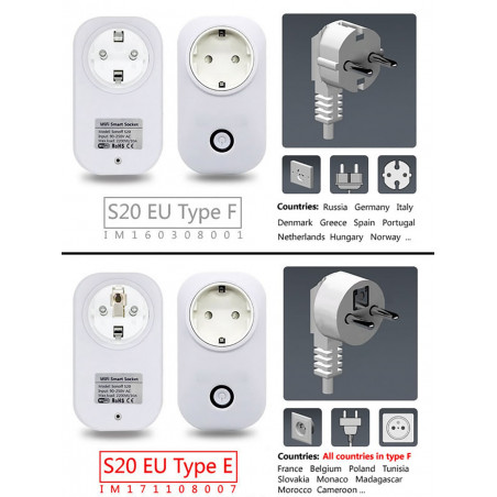 Sonoff S20 UE Presa Intelligente WiFi Smart Domotica Timer Interruttore Wifi APP