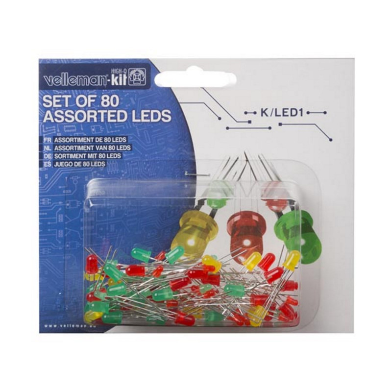 SET 80 LEDS VARIOUS COLORS RED GREEN YELLOW 3mm 5mm