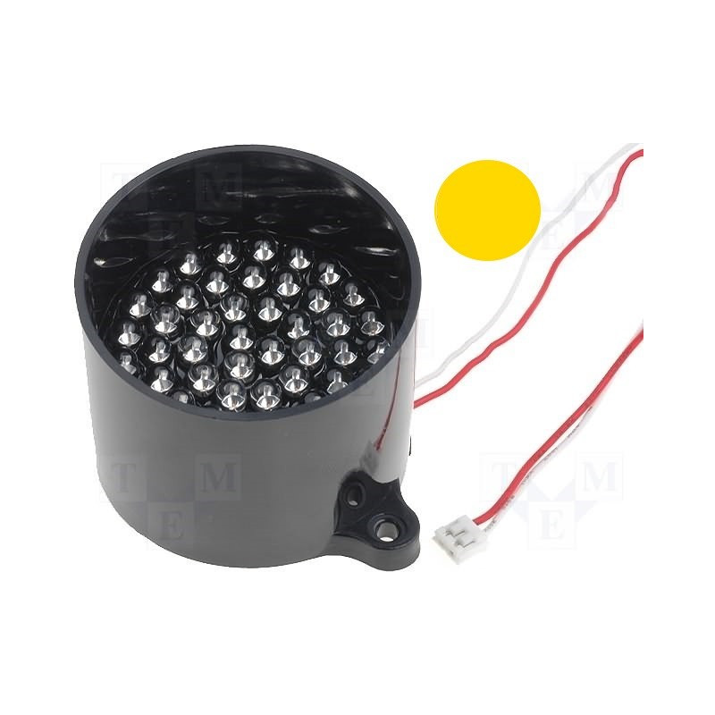 Lampada 50 LED GIALLO segnalazione 12V DC su tubo supporto antiriflesso