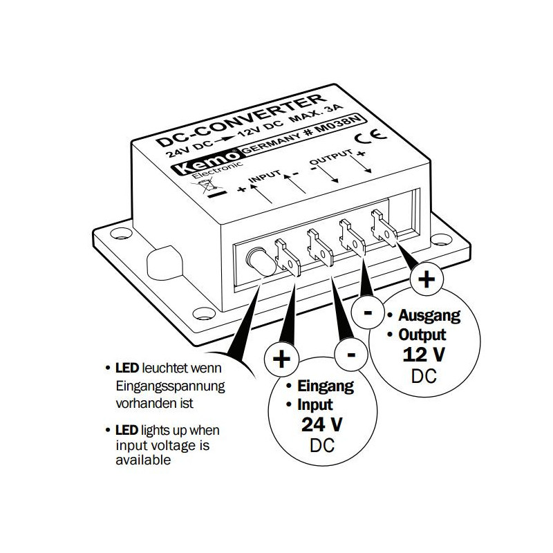 Convertitore Di Tensione 24V A 12V 60A Per Auto, Camper E SUV, Con Doppia Ventola E Protezioni Di Sicurezza