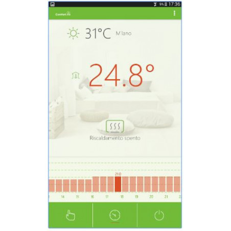 Aplicación para smartphone con cronotermostato WiFi semanal inalámbrico Comfort.me