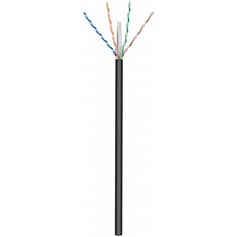 Cable U / UTP Cat.6 Cobre 100m Rígido Negro para uso exterior