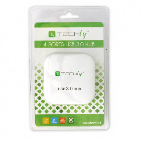 Hub USB 3.0 Super Speed de 4 puertos, blanco