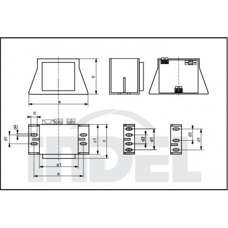 Transformador encapsulado con terminales 230V 24V 105VA TMBZ 100 / 002M