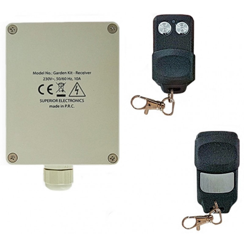 KIT DE TÉLÉCOMMANDE EXTERNE 2 CANAUX - 220VAC - 433MHZ avec 2 TÉLÉCOMMANDES