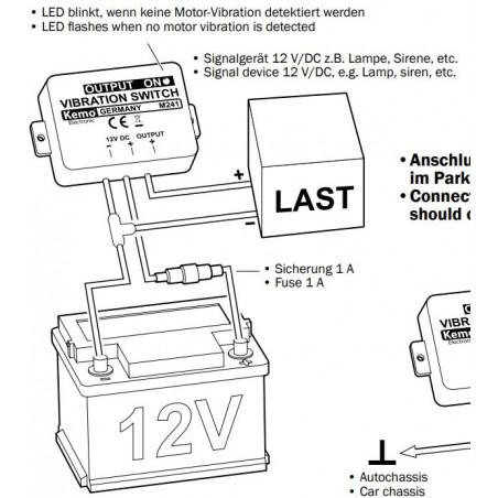 Interruptor del sensor activador de carga falta de movimiento de vibración 12V DC