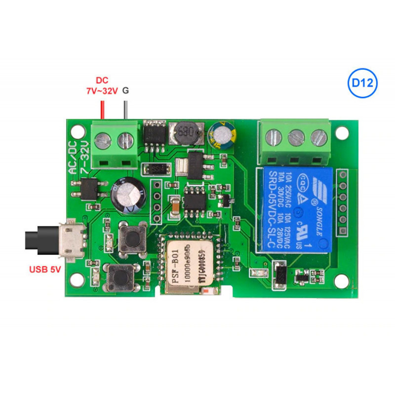 Sonoff Wireless Relay 5-12V Interruptor de relé monoestable biestable de pulso