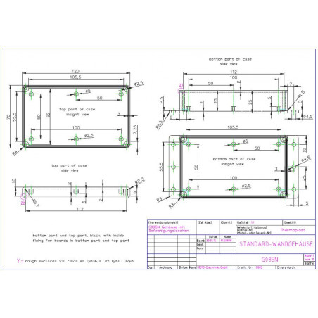 Contenitore plastico nero 122x72x36 mm apertura 4 viti fissabile a muro