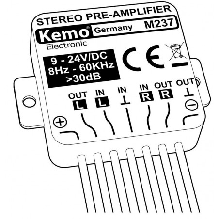 Universal 9-24V DC 8Hz-60KHz 30dB stereo preamplifier module