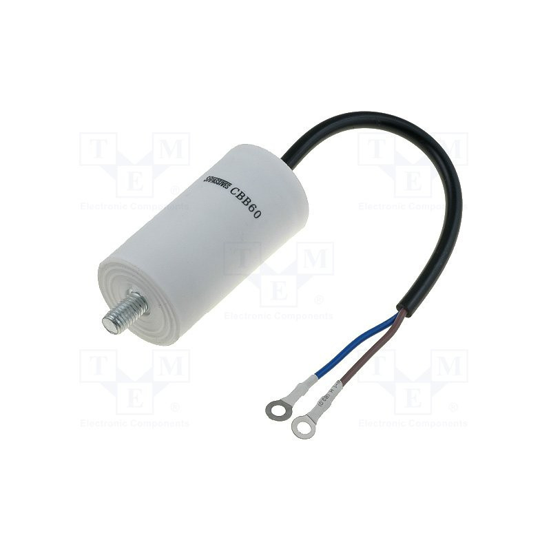 Condensador de polipropileno 10µF 450V para motores en régimen con cable bipolar