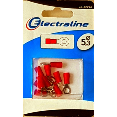ELECTRALINE Terminale A Occhiello Rosso Confezione Pezzi 10 Mm. 5,3
