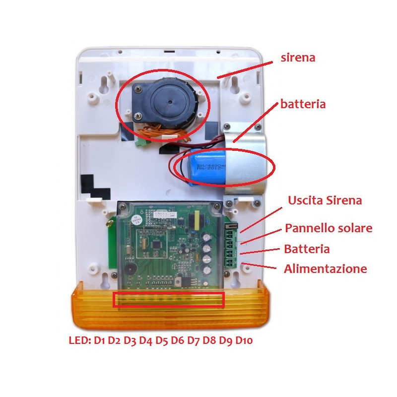 Allarme Acustico E Luminoso Solare Wireless 433MHZ Con Sirena Esterna - Foto 10
