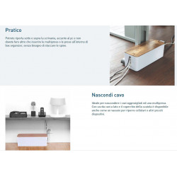 Scatola Organizzatrice Cavi In Rattan - Con Coperchio Bloccato, Per Scrivania E Casa - Foto 3