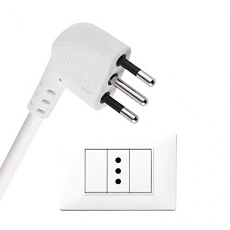 Mini Space Saving Extension Small Plug 10A Cable 20 cm White Electraline 46005