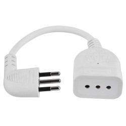 Mini Space Saving Extension Small Plug 10A Cable 20 cm White Electraline 46005
