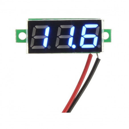 BLUE Luminous Display Mini Voltmeter measures 2.5-30V 2 wires