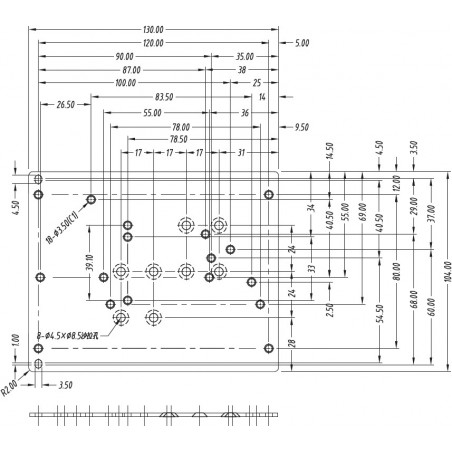 Metal plate support 130 x 104mm for switching power supplies in metal case