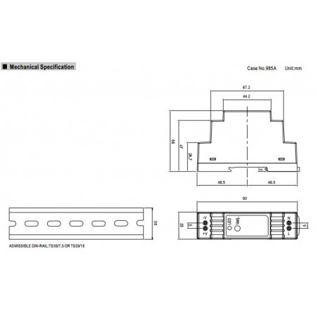 Fuente de alimentación de barra DIN conmutada universal estabilizada 12V DC 1,25A DR-15-12