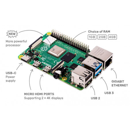 Himbeer Pi 4 Modell B 2G BCM2711 Quad Core A72 ARM v8 WiFi Bt LAN Micro HDMI 4K 60