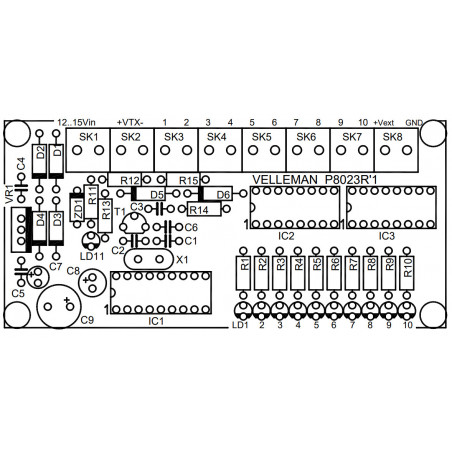 KIT MANDO A DISTANCIA 10 CONTACTOS en 2 HILOS 50m 12-15V AC DC