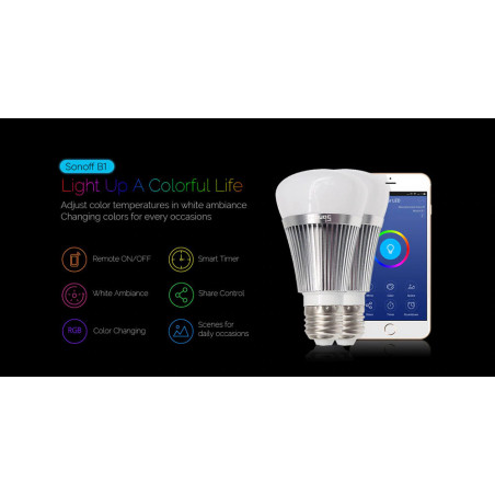 Sonoff B1 RGBW LED Ampoule WiFi 6W Variateur APP Contrôle eWelink Android iOS