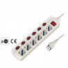 Universal power strip with main switch + 6 independent electraline 62059