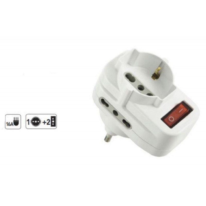 Asymmetrical adapter with space-saving plug and electraline 70064 switch
