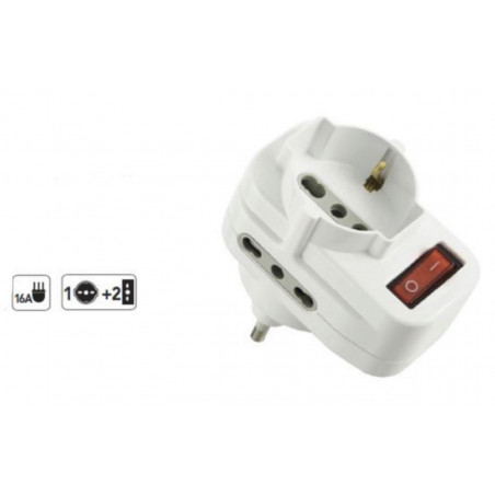 Asymmetrical adapter with space-saving plug and electraline 70064 switch