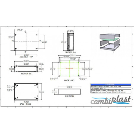 Caja consola contenedor con panel 190 x 140 x 50 mm ABS gris IP43