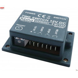 Timer monostabile pulsanti start stop 12V DC regolabile 2sec- 23min con uscita relè