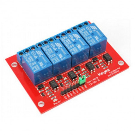 Modulo  montato 4 relè bobina 5 Vdc contatti NA NC COM 250V 10A per Arduino