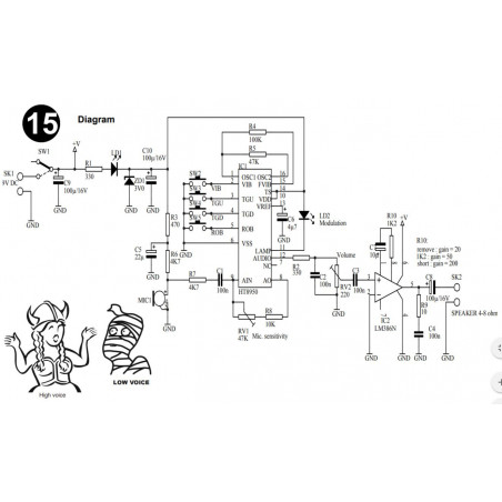 KIT Truccavoce Voice Changer elektronischer Roboter-Vibrato-Akku mit niedriger Tonhöhe