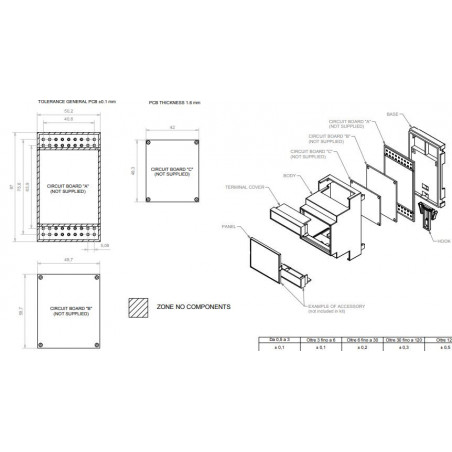 Case housing 3 modules DIN rail plastic PPO dimensions 90 x 53 x 53mm gray