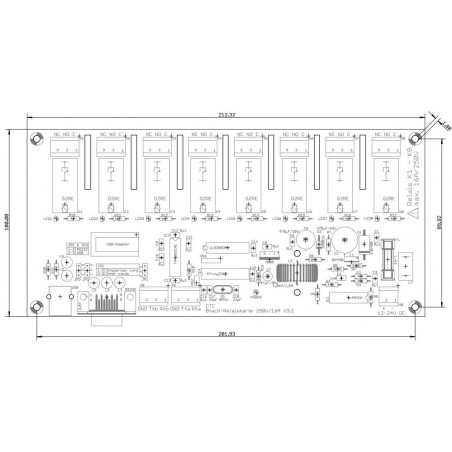 Tarjeta de relé 8 salidas contacto NA NC COM 230 V / AC 16 A interfaz RS232