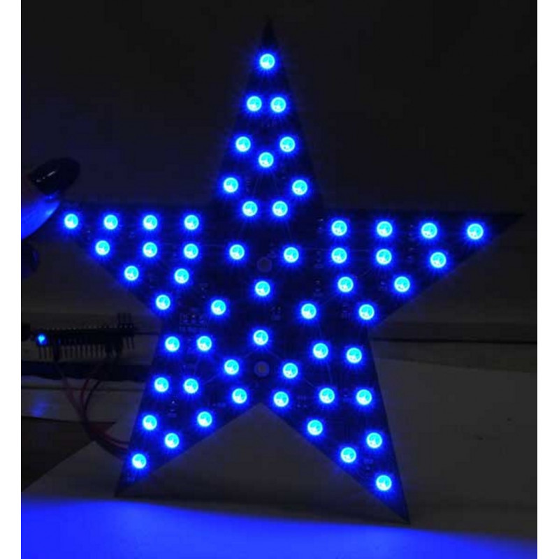 MOUNTED MULTICOLORED CHRISTMAS STAR WITH 56 NEOPIXEL RGB LEDs for Arduino