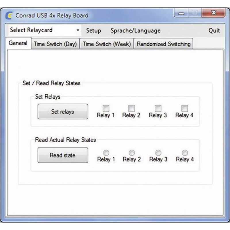 OUTPUT 4 relay board NO NC COM 24V 9A USB connection PC software 5 V / DC